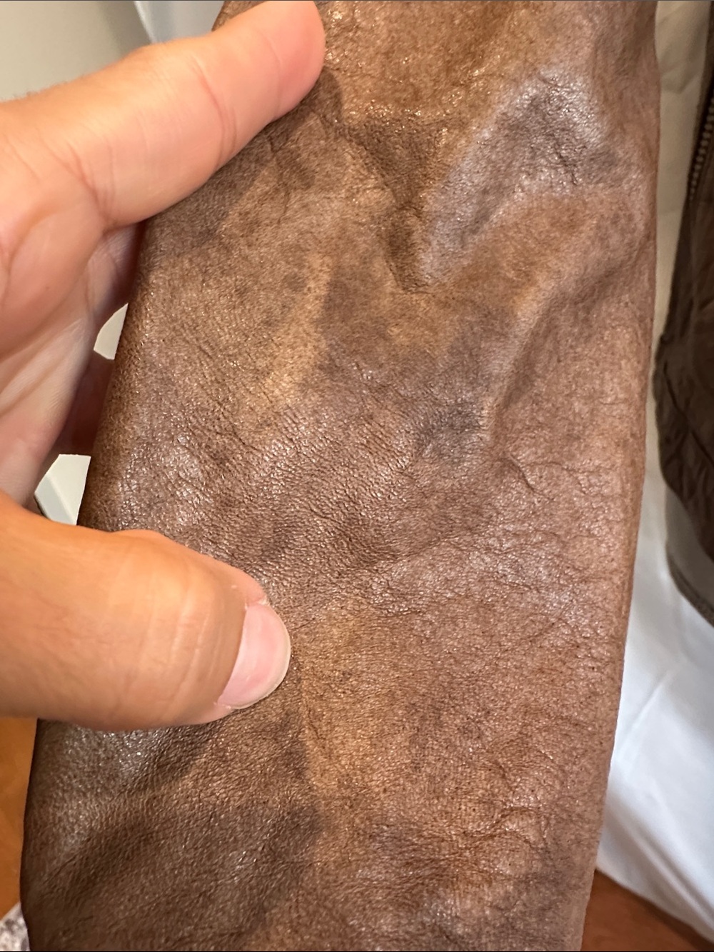 Brown Women's Leather Moto Jacket - Picture 8 of 16